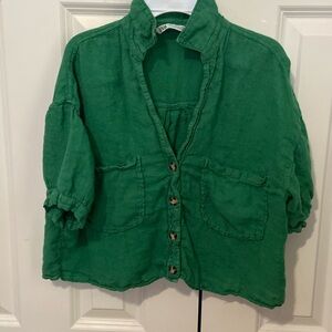 zara green top size xs